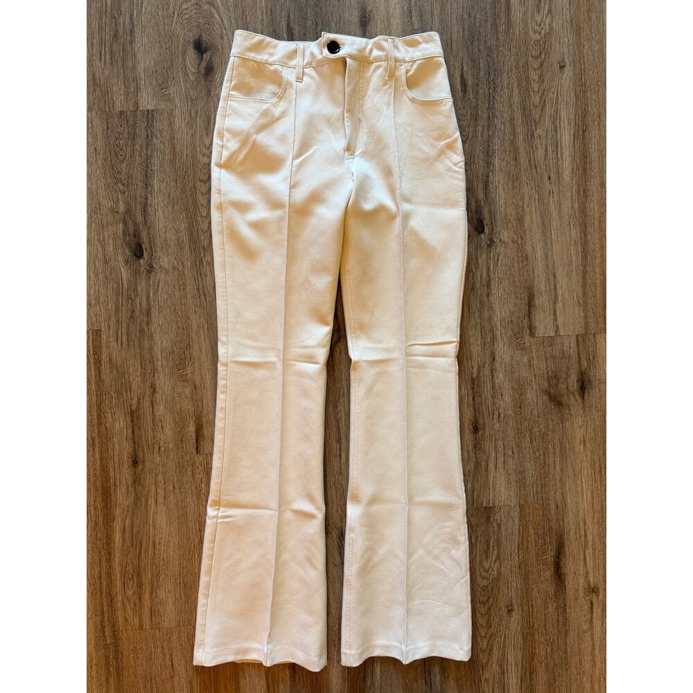 Zara Women's High Rise Flare Cream Colored Pants Size Small